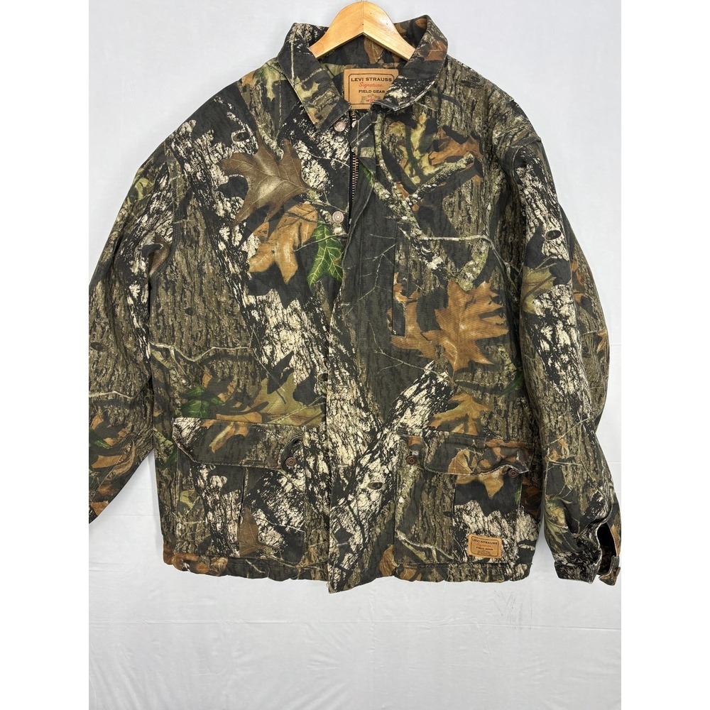 Levi's Hunting Jacket Men Brown Green XL Camo Field Gear Mossy Oak Duck Canvas